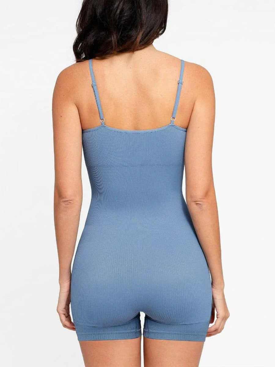 Wholesale Eco-Friendly🌿 Seamless Ribbed Tank Shapewear Romper with Adjustable Straps