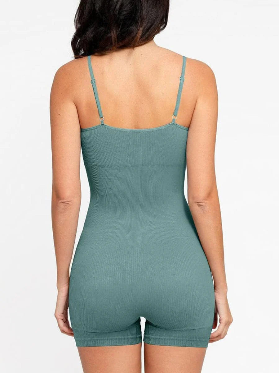 Wholesale Eco-Friendly🌿 Seamless Ribbed Tank Shapewear Romper with Adjustable Straps