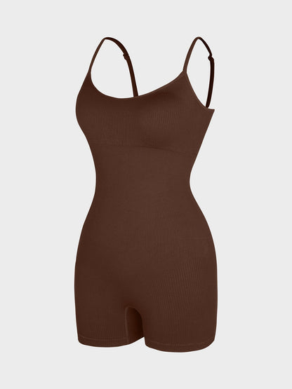 Wholesale Eco-Friendly🌿 Seamless Ribbed Tank Shapewear Romper with Adjustable Straps