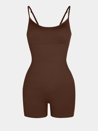 Wholesale Eco-Friendly🌿 Seamless Ribbed Tank Shapewear Romper with Adjustable Straps