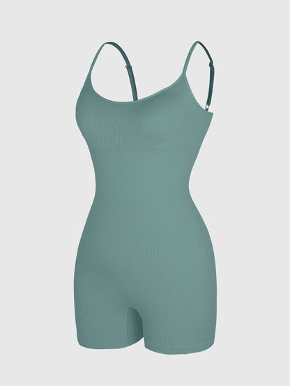 Wholesale Eco-Friendly🌿 Seamless Ribbed Tank Shapewear Romper with Adjustable Straps