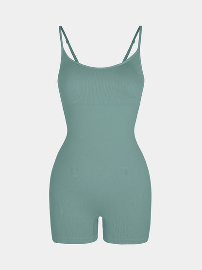 Wholesale Eco-Friendly🌿 Seamless Ribbed Tank Shapewear Romper with Adjustable Straps