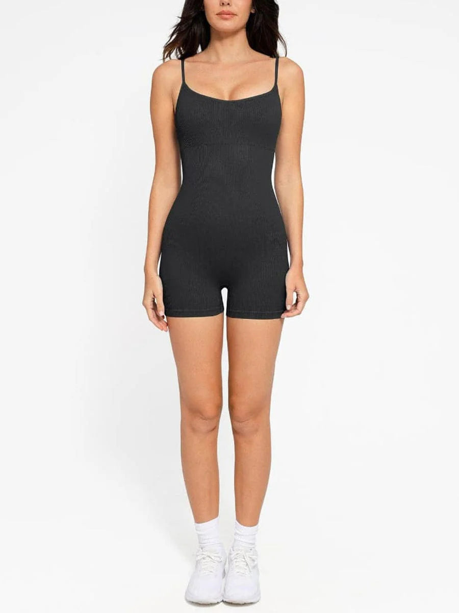 Wholesale Eco-Friendly🌿 Seamless Ribbed Tank Shapewear Romper with Adjustable Straps