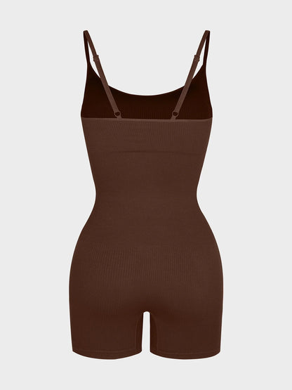 Wholesale Eco-Friendly🌿 Seamless Ribbed Tank Shapewear Romper with Adjustable Straps
