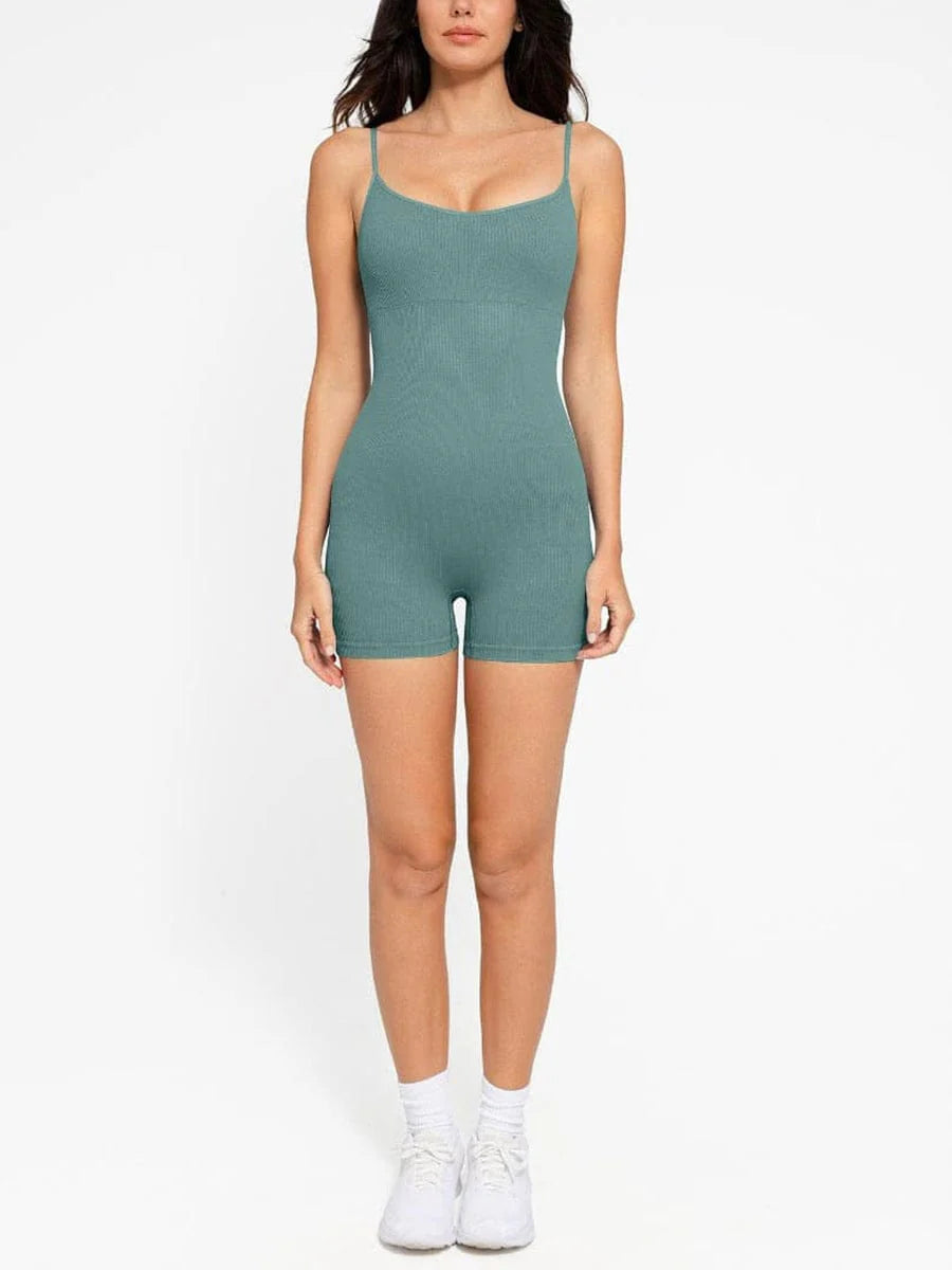 Wholesale Eco-Friendly🌿 Seamless Ribbed Tank Shapewear Romper with Adjustable Straps