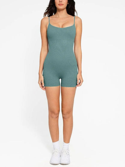 Wholesale Eco-Friendly🌿 Seamless Ribbed Tank Shapewear Romper with Adjustable Straps